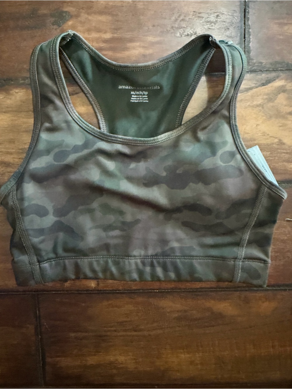 Amazon Essentials Camo Racerback Sports Bra